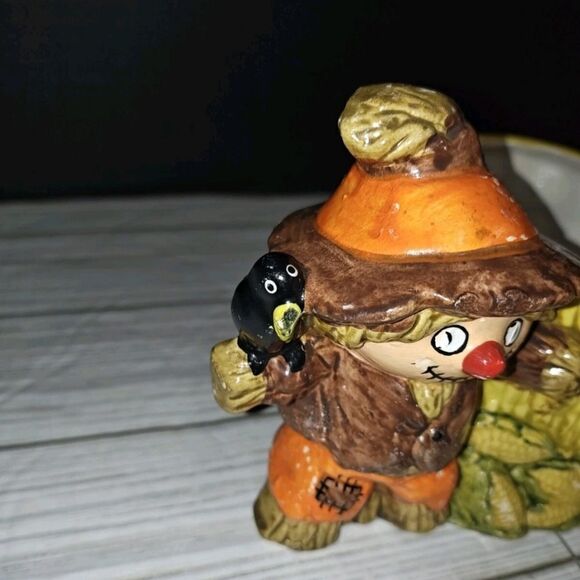 Scarecrow Halloween Planter E-6573 Vintage Hand Painted Planter Pen Candy Holder - Picture 5 of 12